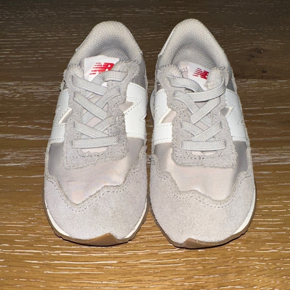 New Balance Kids' Light Gray and White Sneakers